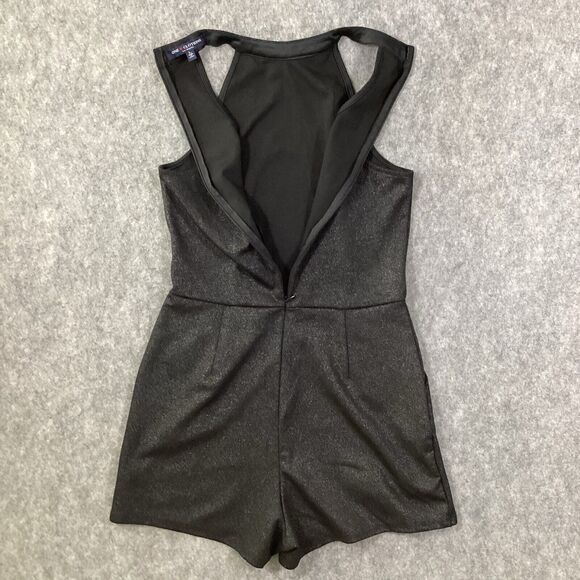 One Clothing Shimmer Sparkle Black Short Sleeveless Halter Romper Pockets Size L - Picture 6 of 14